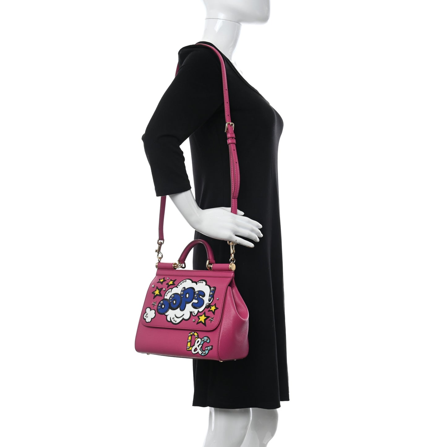 Dauphine Oops Patch Medium Miss Sicily Satchel Rosa Geranio