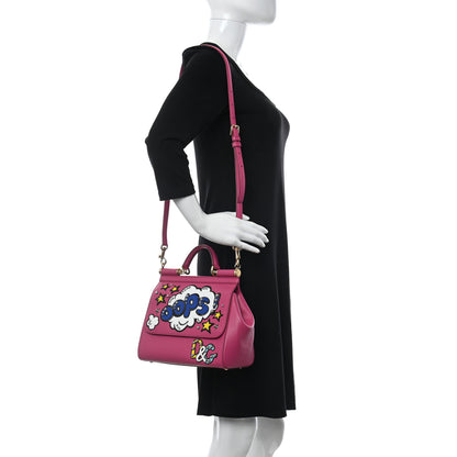Dolce & Gabbana Dauphine Oops Patch Medium Miss Sicily Satchel Rosa Geranio 2 of 10