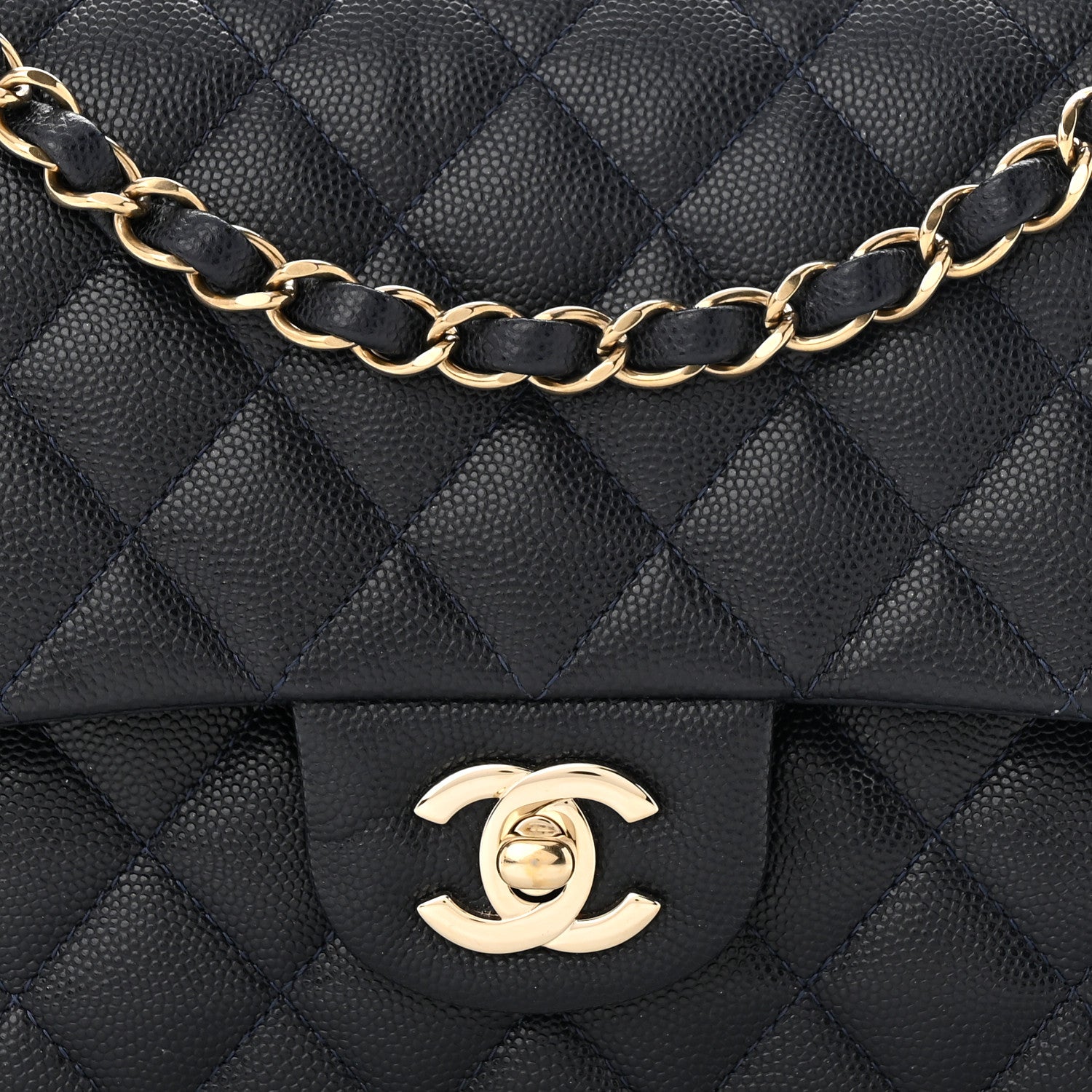 Chanel Caviar Quilted Medium Double Flap Dark Blue 8 of 10