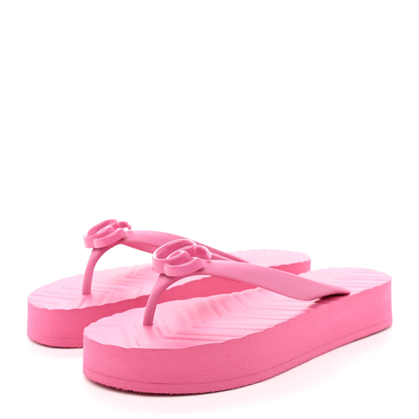 Rubber Chevron Womens GG Thong Sandals 36 Pink Tropical Flower