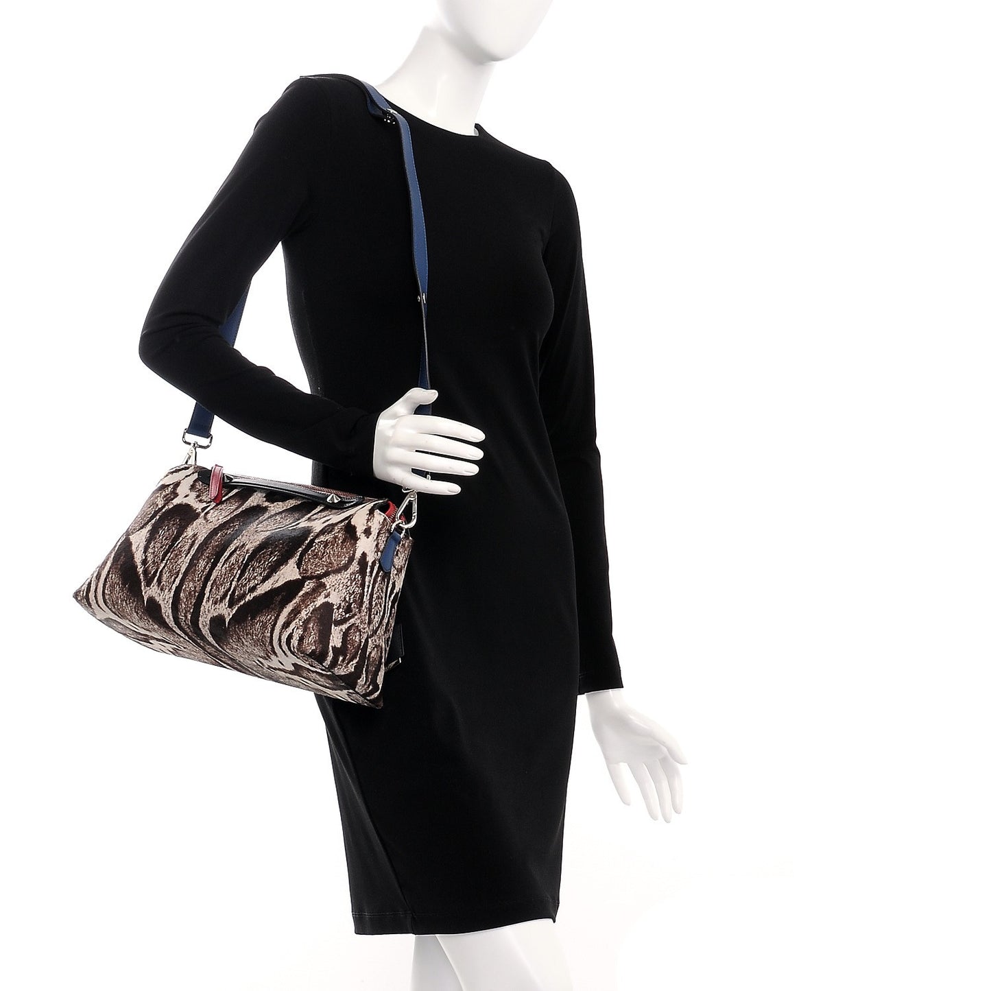 Calf Hair Vitello Dolce Leopard Print Large By The Way Boston Bag White Black Blue Cilegia