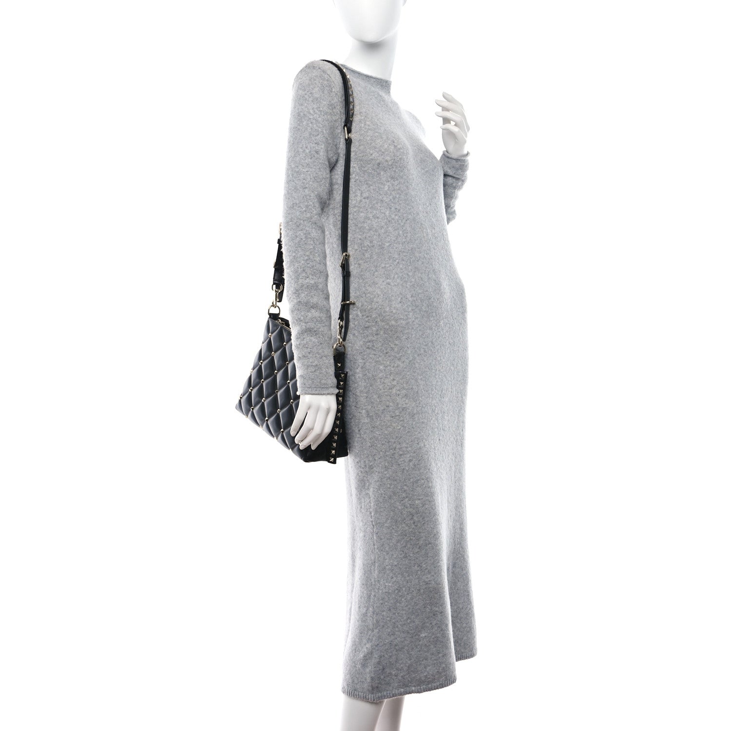 Valentino Garavani VALENTINO GARAVANI Nappa Candystud Shoulder Bag Black 2 of 9