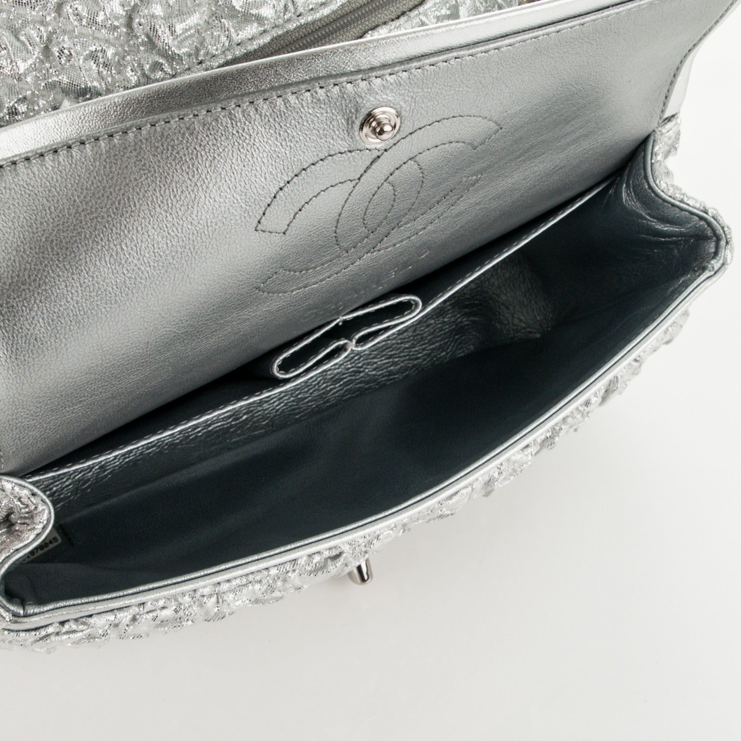 Chanel Metallic Lame Quilted Small Double Flap Silver 5 of 10