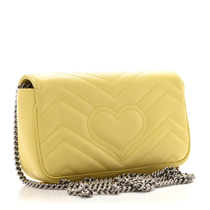 Gucci Calfskin Matelasse Super Mini GG Marmont Shoulder Bag Banana 2 of 8