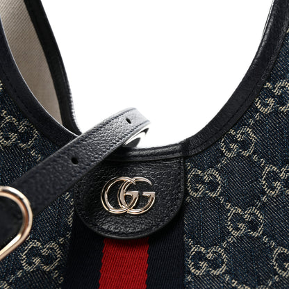 Gucci Denim GG Monogram Web Small Giglio Tote Blue White 8 of 10