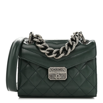 Chanel Shiny Calfskin Quilted Mad About Quilting Mini Flap Dark Green 1 of 9