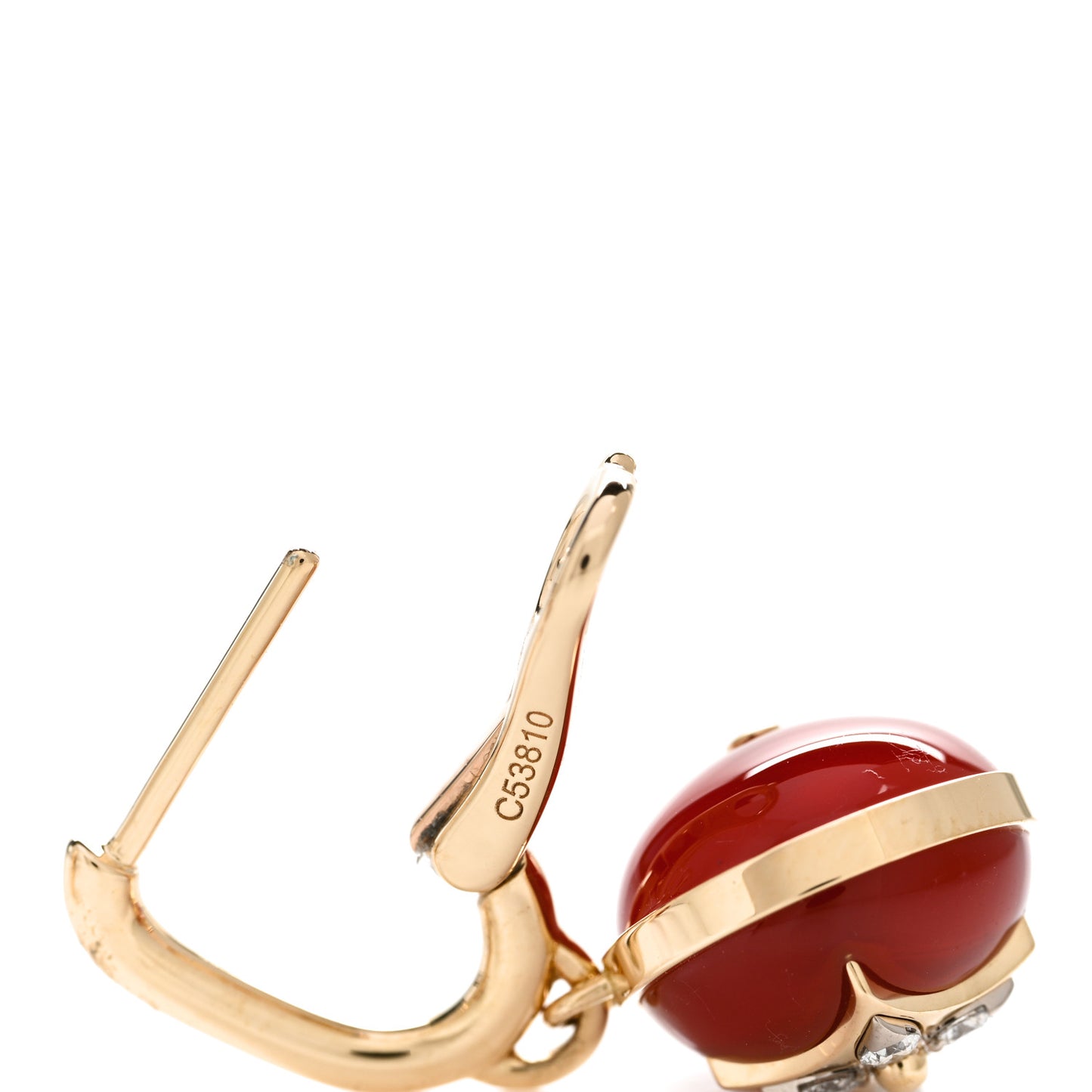 18K Yellow White Gold Diamond Carnelian B Blossom Earrings