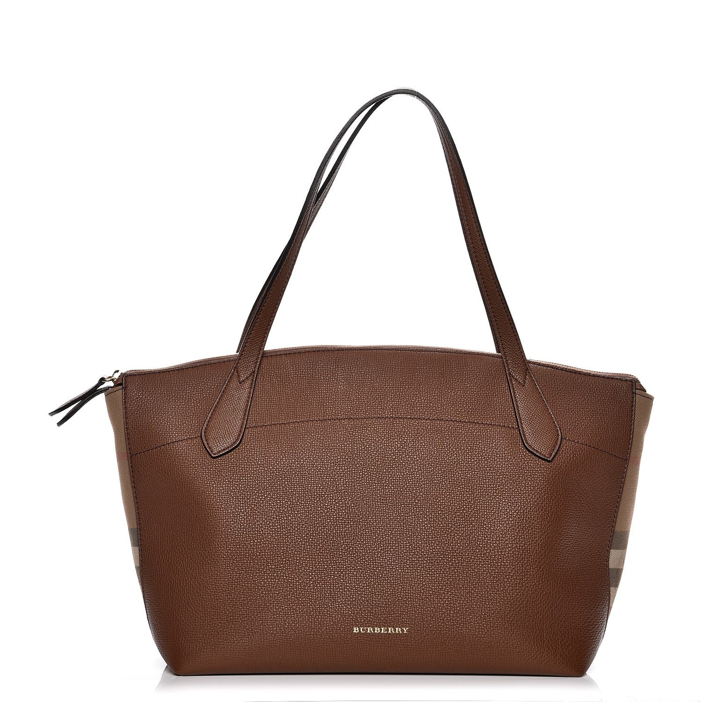 Derby Calfskin House Check Medium Welburn Tote Tan