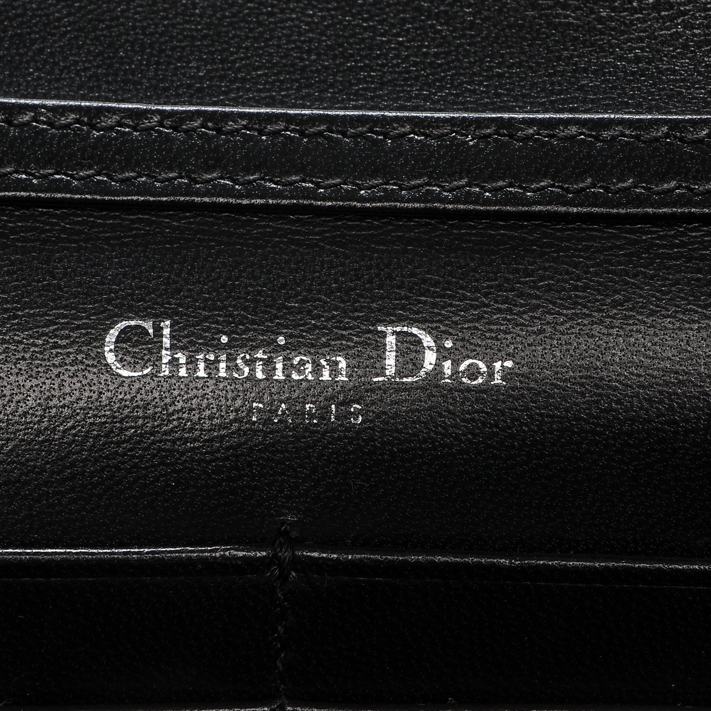 Grained Calfskin Diorama Wallet on Chain Pouch Black