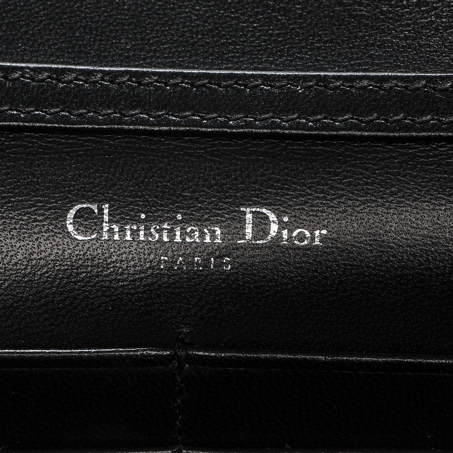 Christian Dior Grained Calfskin Diorama Wallet on Chain Pouch Black 6 of 7
