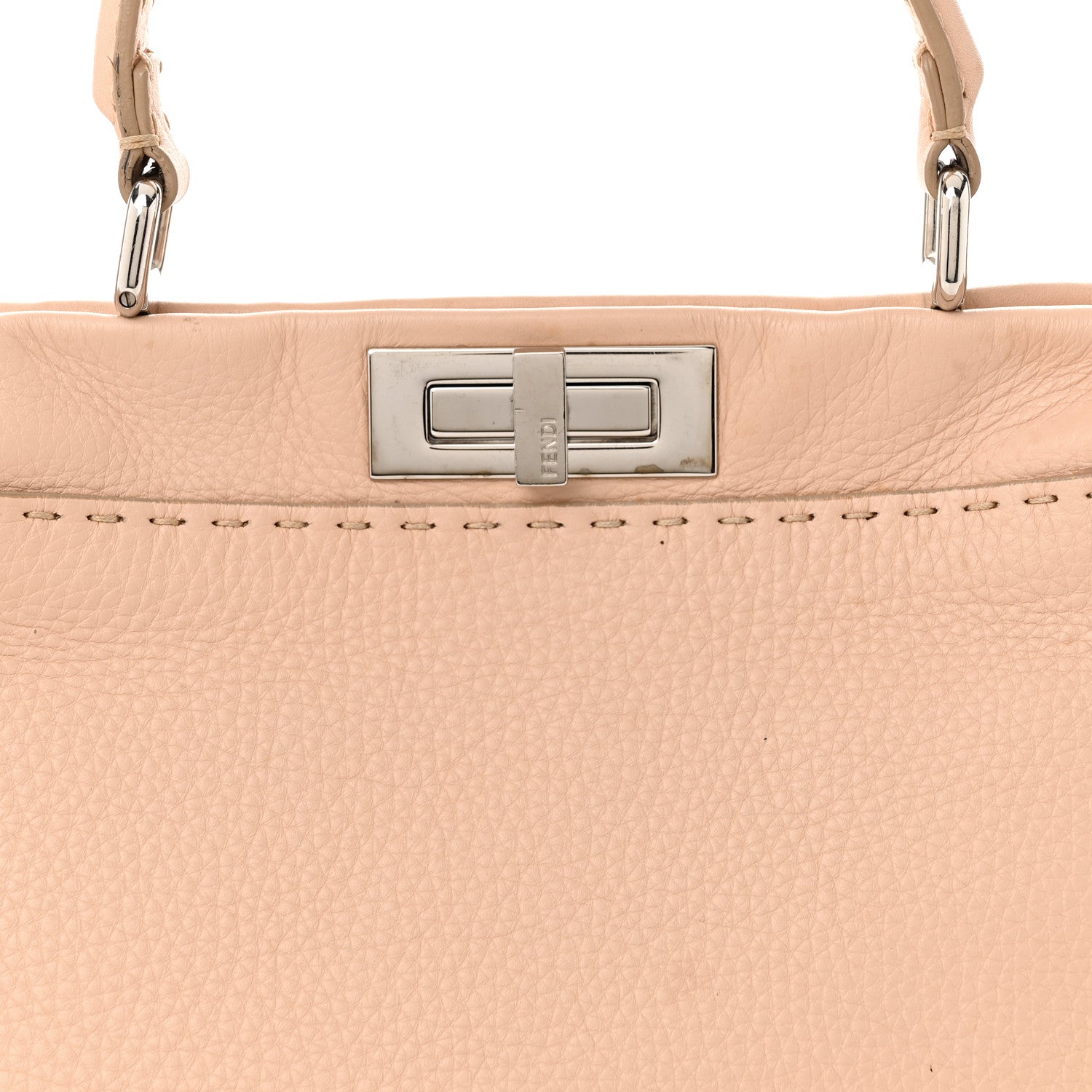 Fendi Cuoio Romano Selleria Bi-Color Medium Peekaboo Iconic Satchel Rosa Plaster Pesca 9 of 16