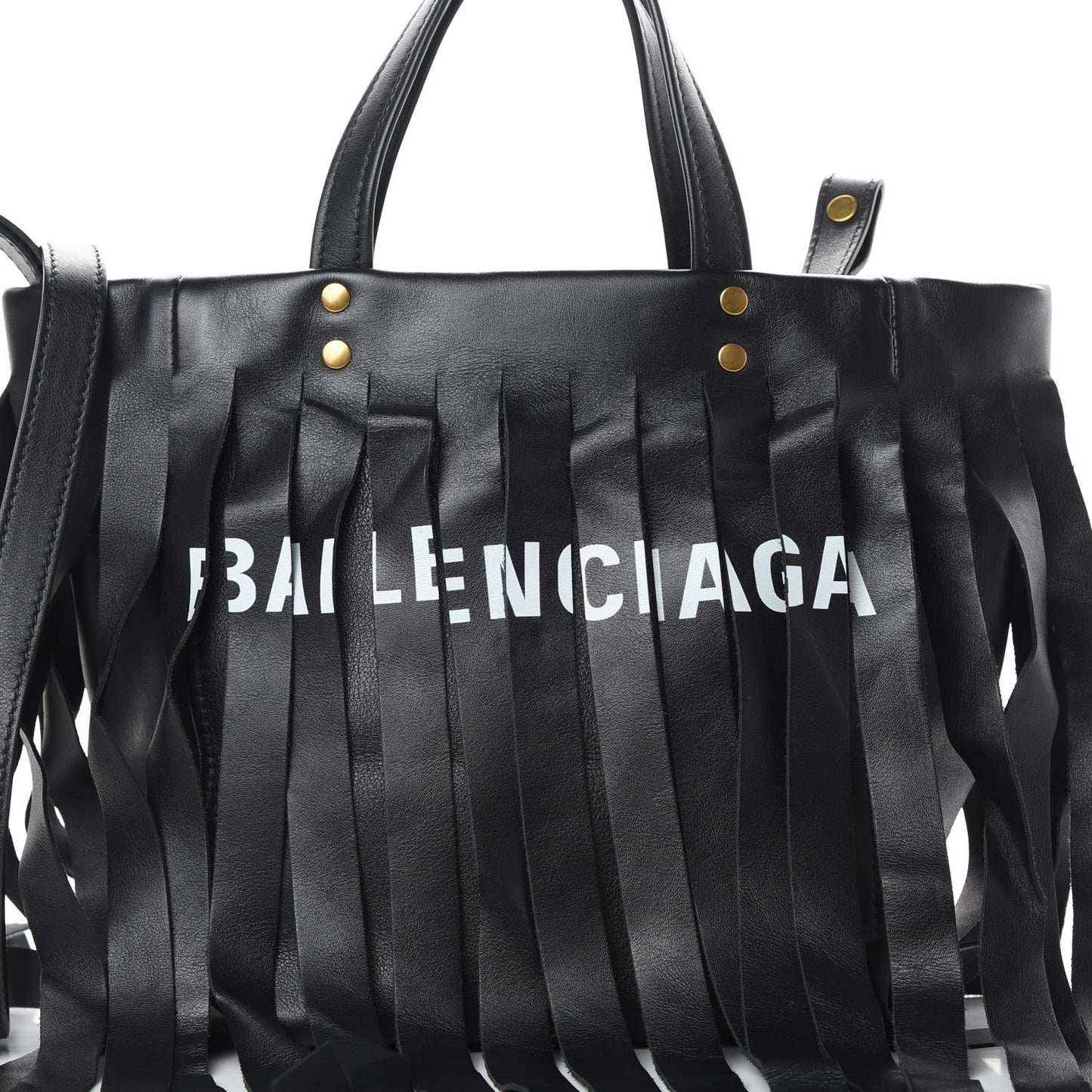 Calfskin XS Fringe Laundry Cabas Black