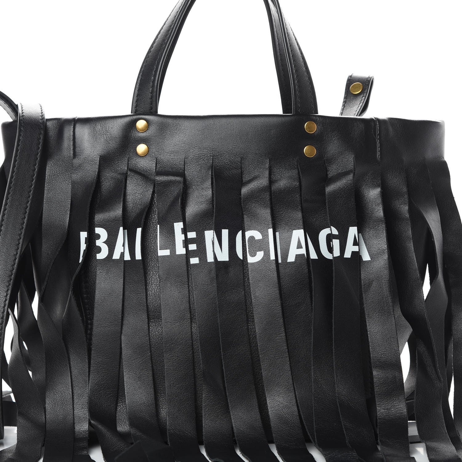 Balenciaga Calfskin XS Fringe Laundry Cabas Black 8 of 12