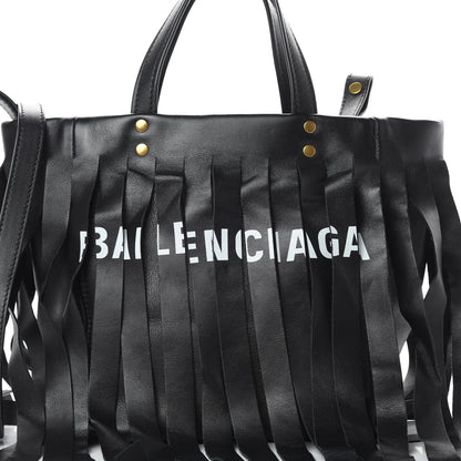 Balenciaga Calfskin XS Fringe Laundry Cabas Black 8 of 12