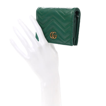 Gucci Calfskin Matelasse GG Marmont Card Case Wallet Emerald 2 of 8