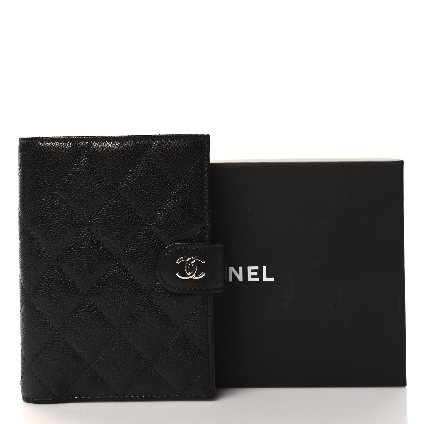 Caviar Quilted Passport Holder Black