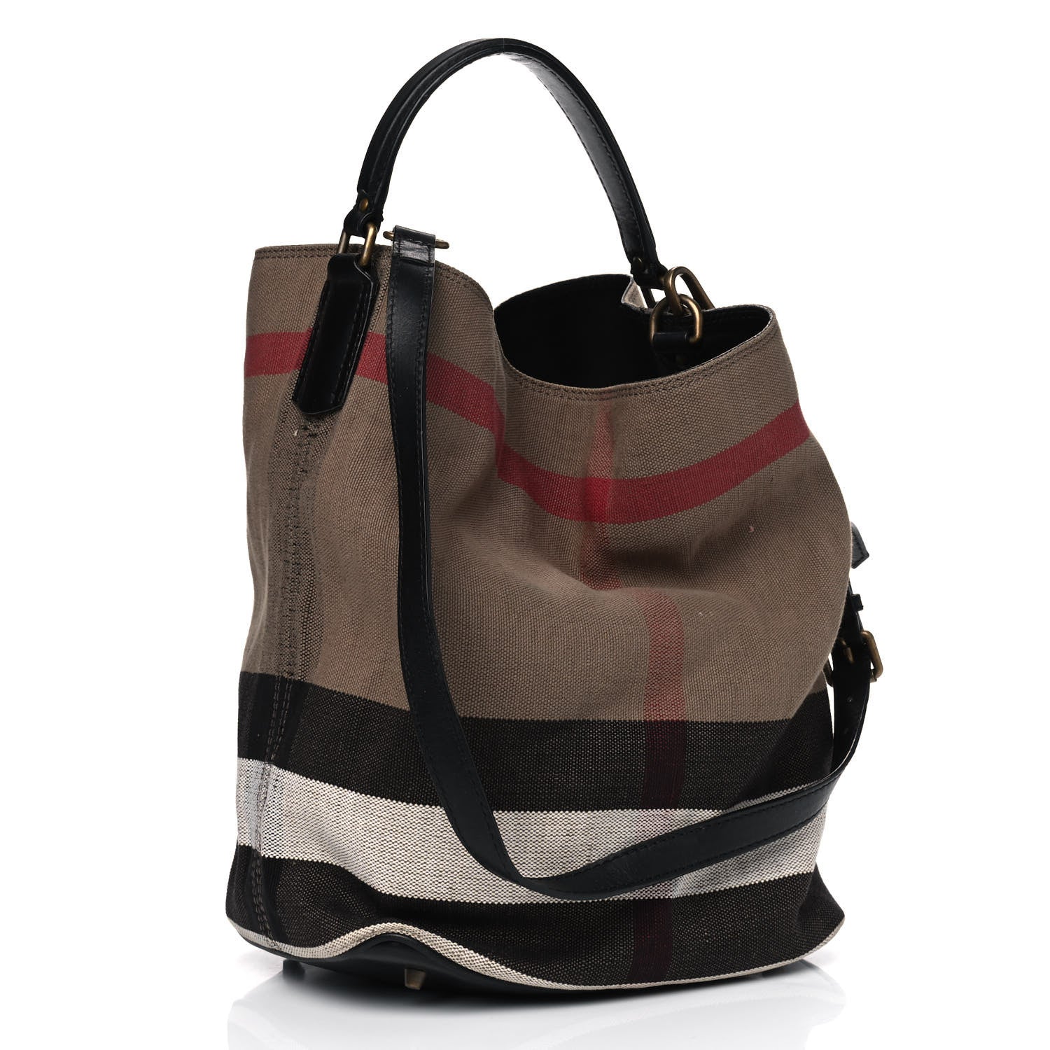 Burberry Canvas Mega Check Medium Ashby Hobo Black 2 of 13