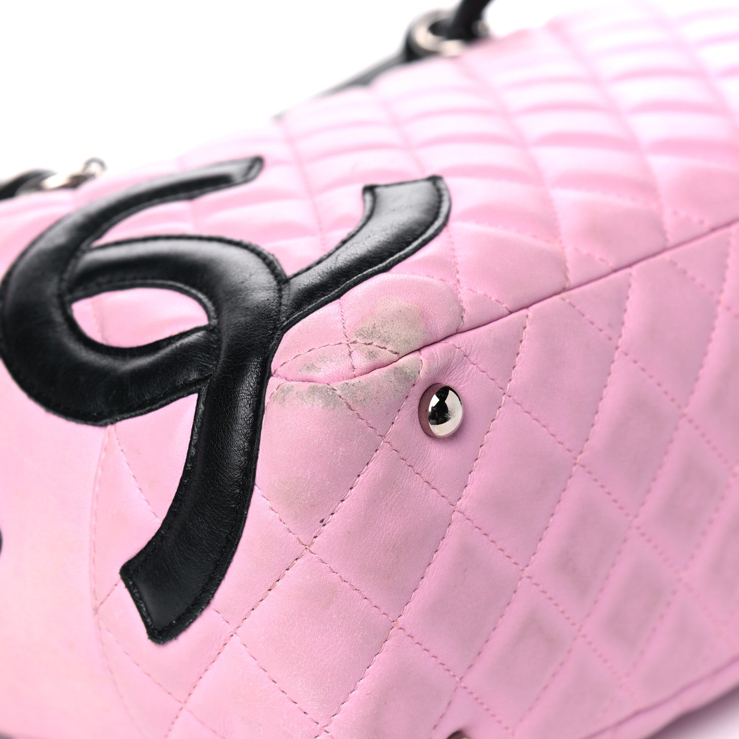 Chanel Calfskin Quilted Large Cambon Bowler Pink Black 6 of 17