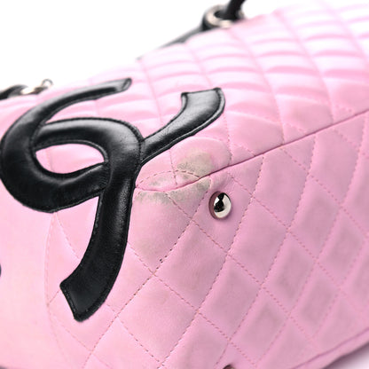 Chanel Calfskin Quilted Large Cambon Bowler Pink Black 6 of 17