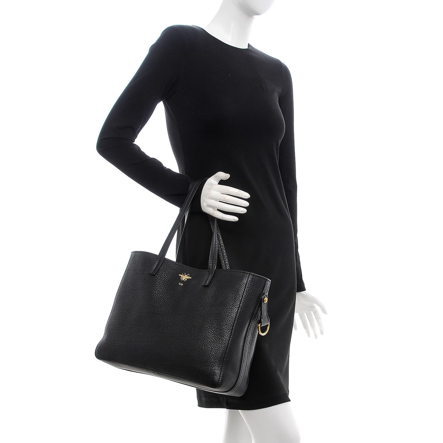 Grained Calfskin D-Bee Shopper Black