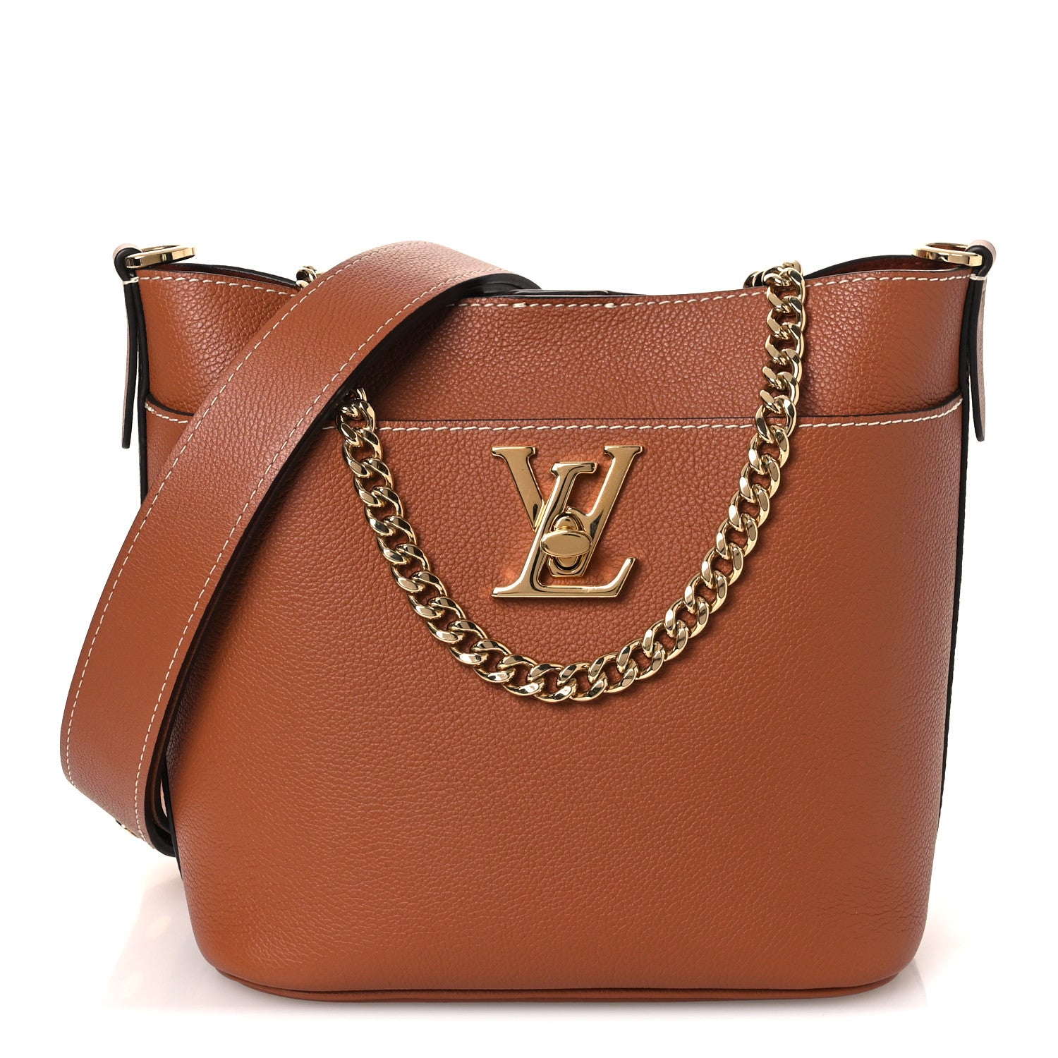Louis Vuitton Calfskin Lock and Walk Bucket Cognac 1 of 11