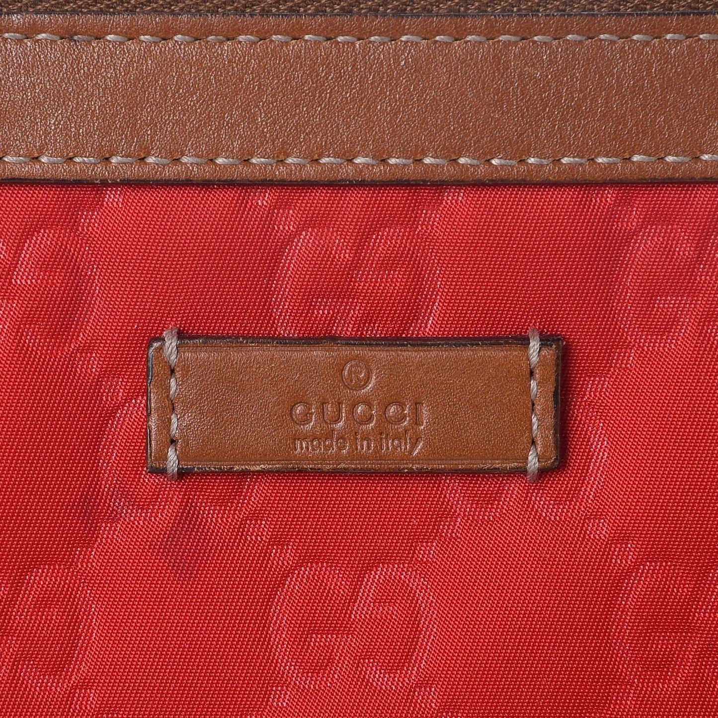 Nylon Monogram Zip Top Pouch Red