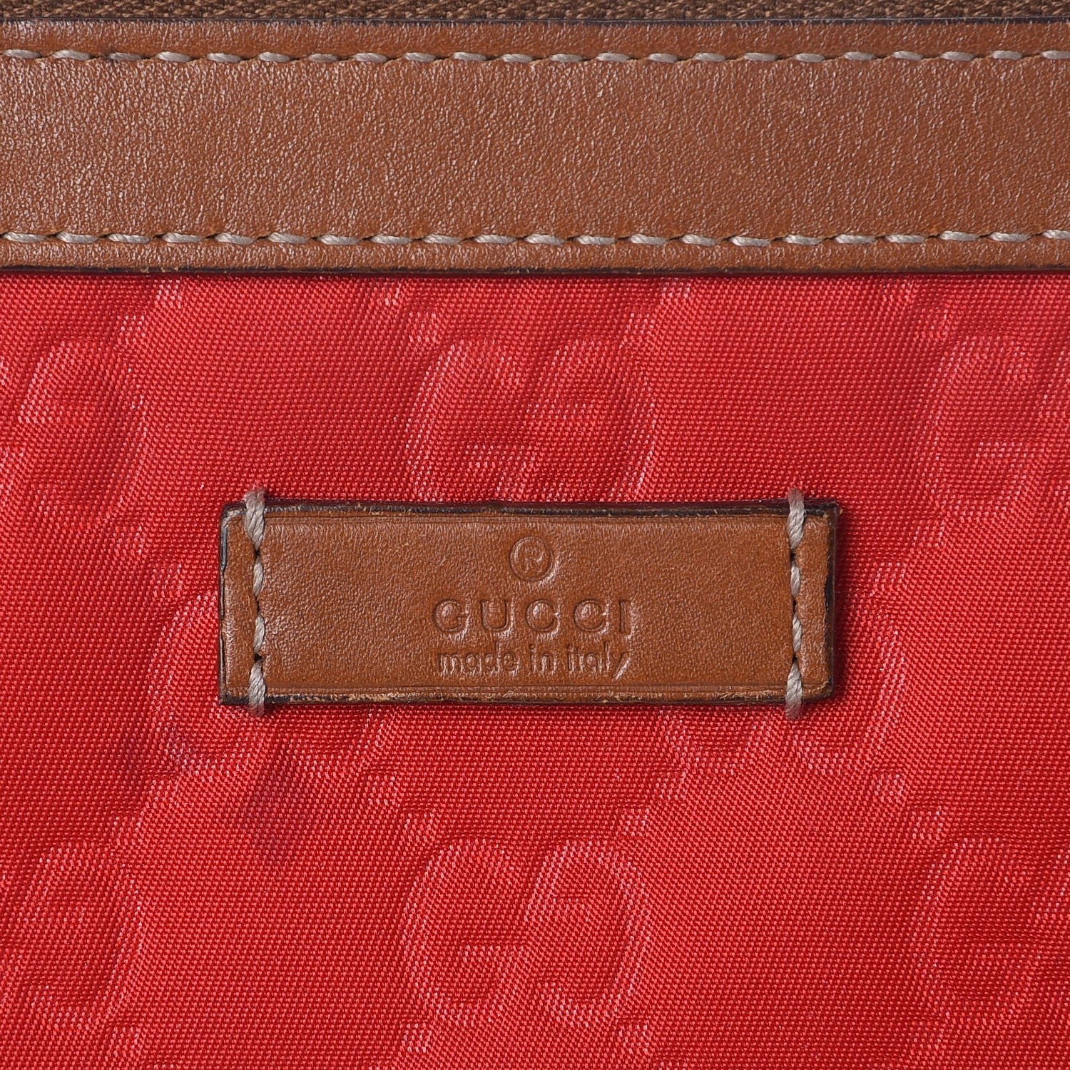 Gucci Nylon Monogram Zip Top Pouch Red 8 of 11