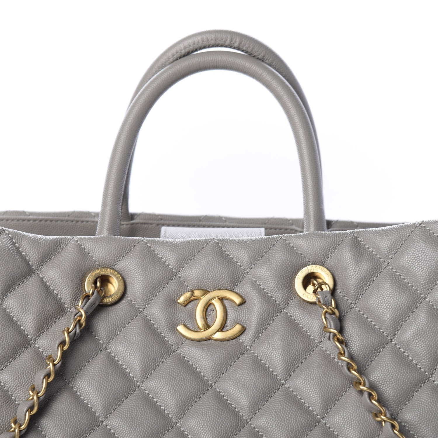 Chanel Caviar Quilted Large Coco Handle Shopping Tote Grey 9 of 9