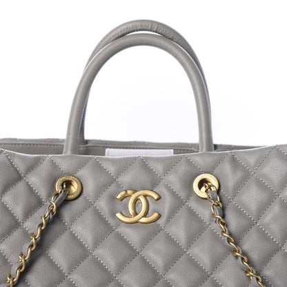 Chanel Caviar Quilted Large Coco Handle Shopping Tote Grey 9 of 9