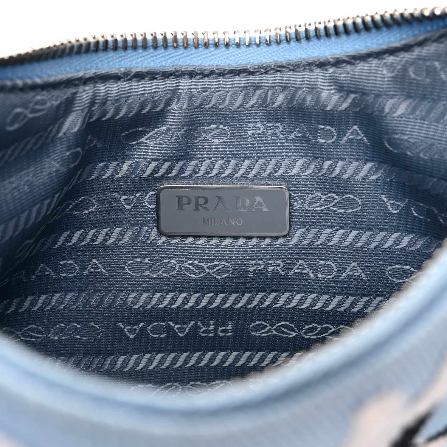 Prada Nylon Drill Logo Embroidered Re-Edition 2005 Shoulder Bag Celeste White 6 of 9