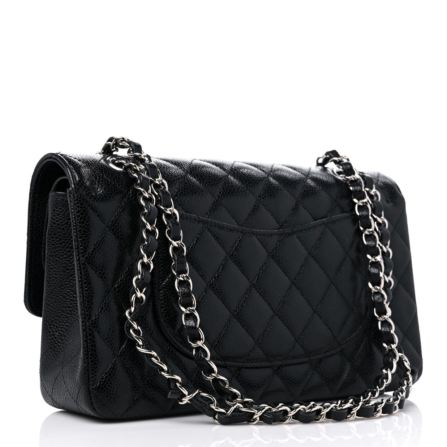 Caviar Quilted Medium Double Flap Black