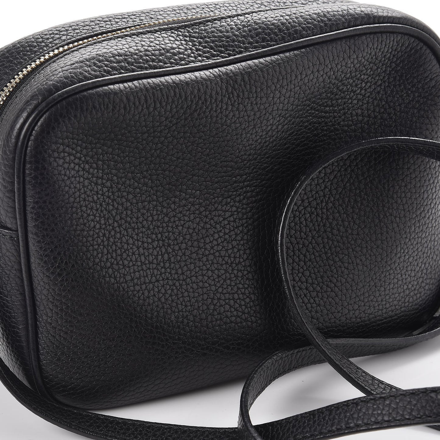 Pebbled Calfskin Small Soho Disco Bag Black