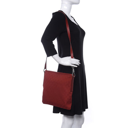 Gucci Monogram Medium Flat Messenger Bag Red 2 of 12