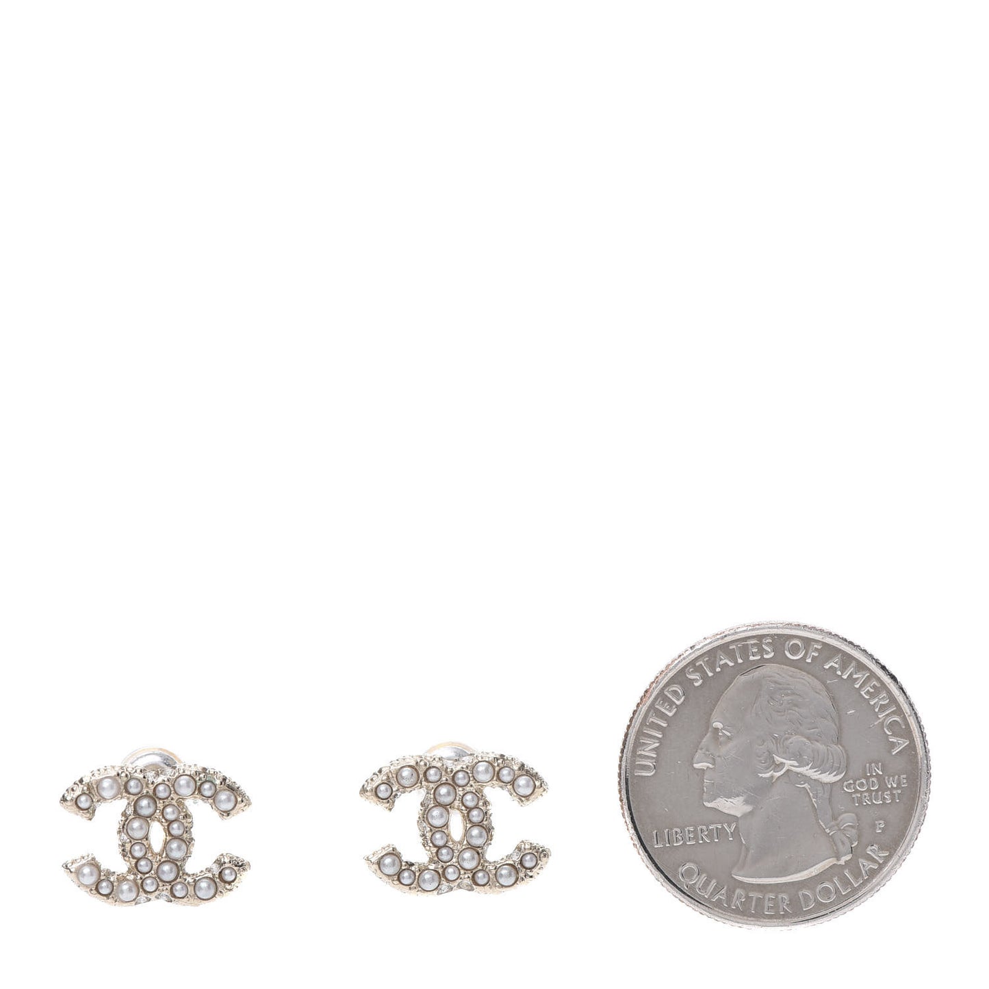 Pearl Crystal CC Earrings Light Gold