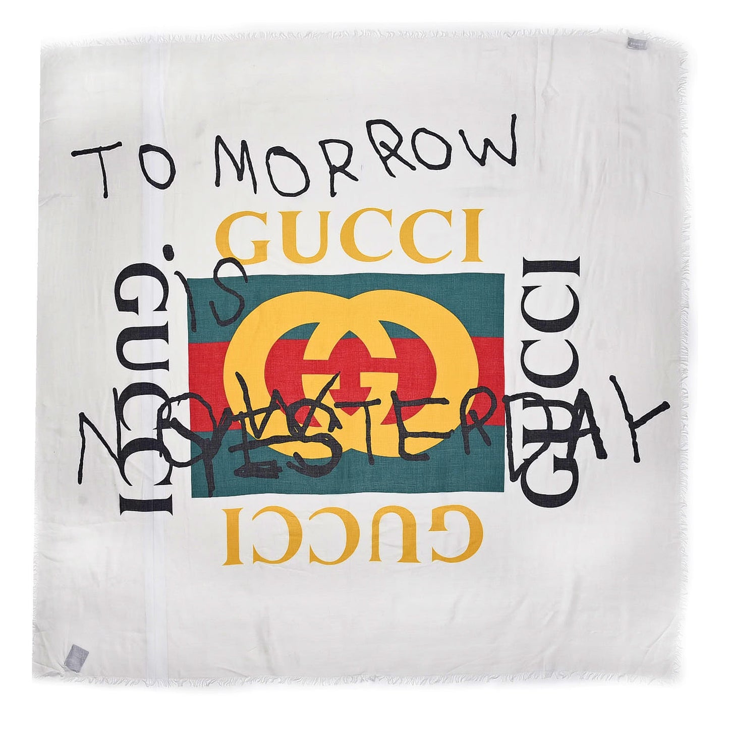Modal Silk Coco Capitan Logo Square Scarf White