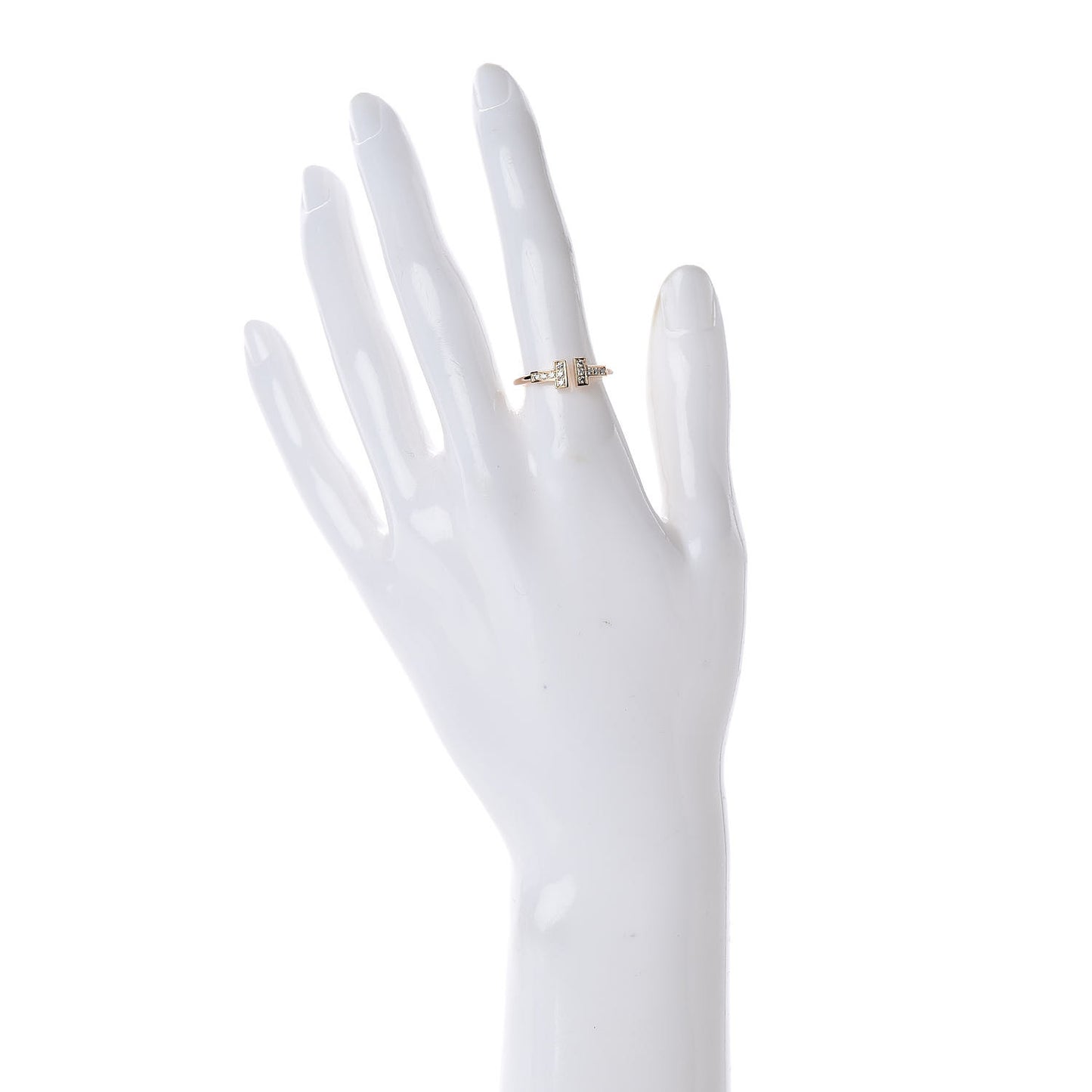 18K Rose Gold Diamond T Wire Ring 53 6.5