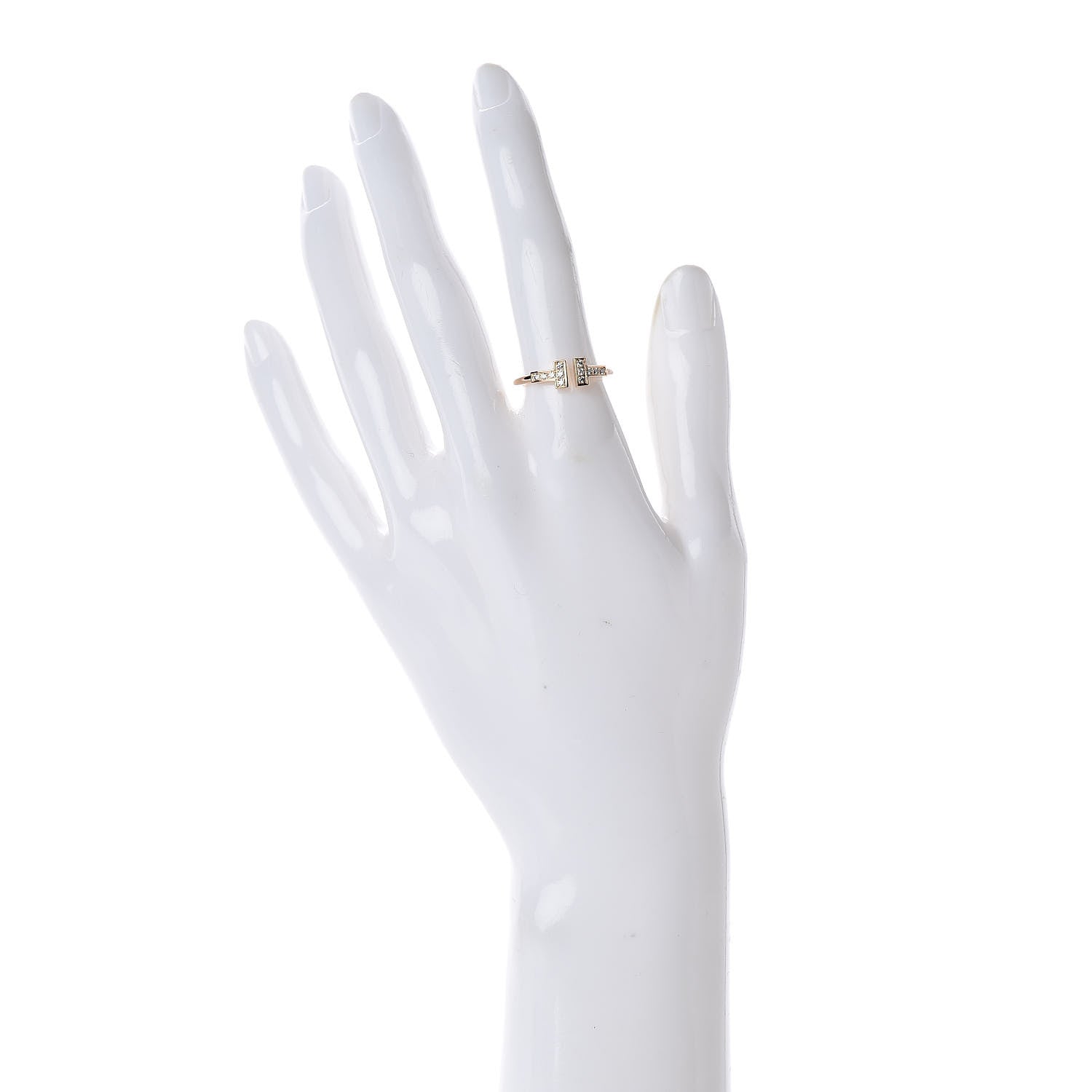 Tiffany 18K Rose Gold Diamond T Wire Ring 53 6.5 2 of 6