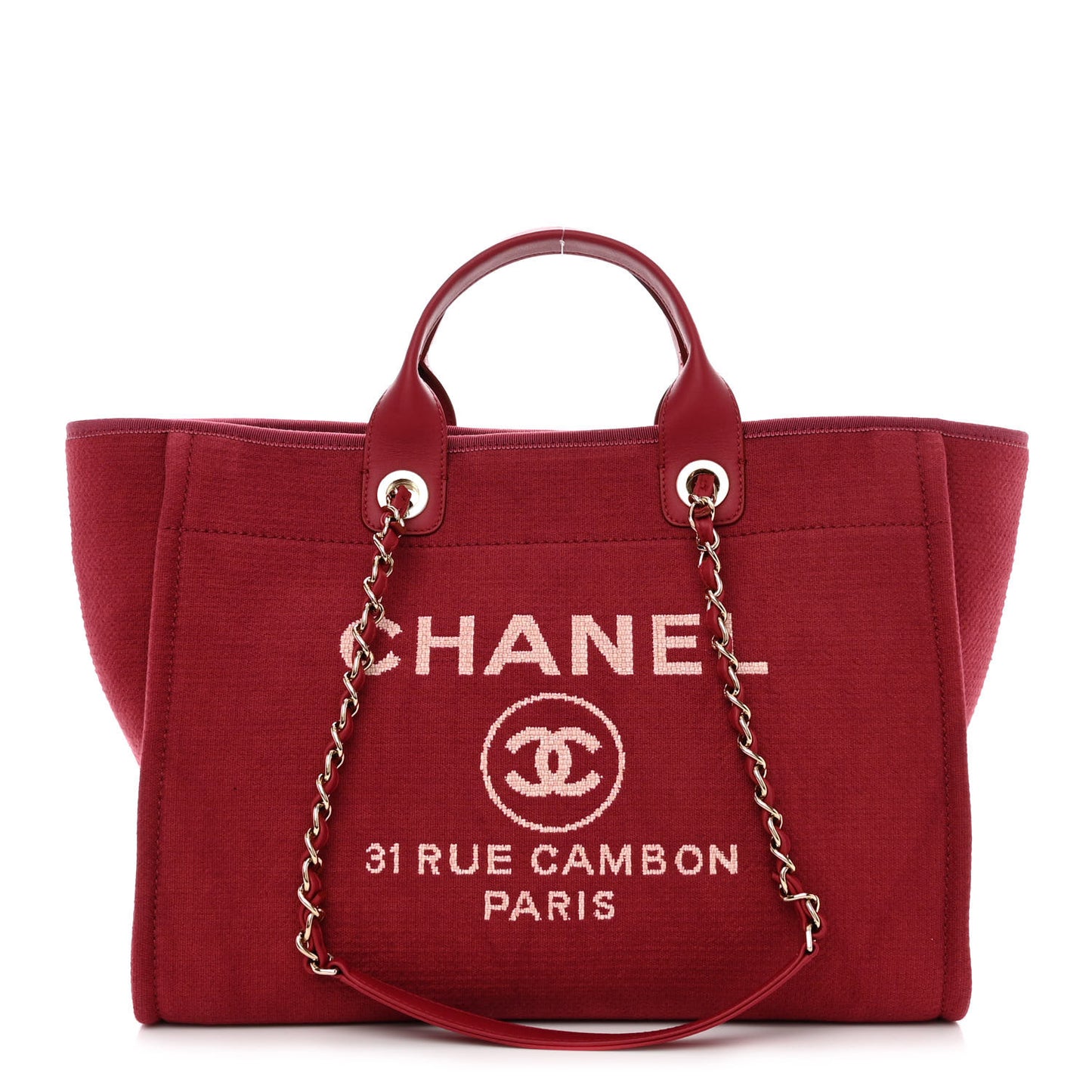 Canvas Medium Deauville Tote Red