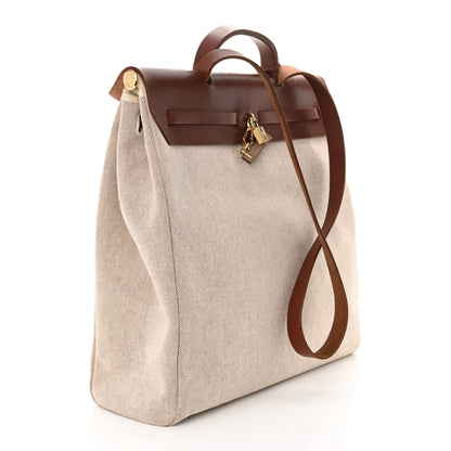 Hermes Toile Vache Calfskin Herbag 39 Natural Havane 3 of 17
