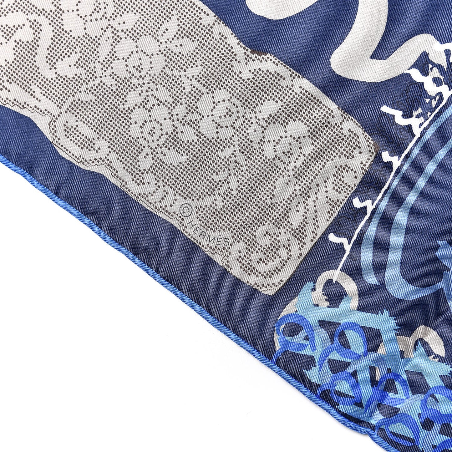Silk La Maizeon Des Oiseaux Parleurs Scarf 90 Marine Canard Beige
