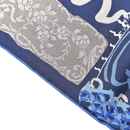 Hermes Silk La Maizeon Des Oiseaux Parleurs Scarf 90 Marine Canard Beige 8 of 8
