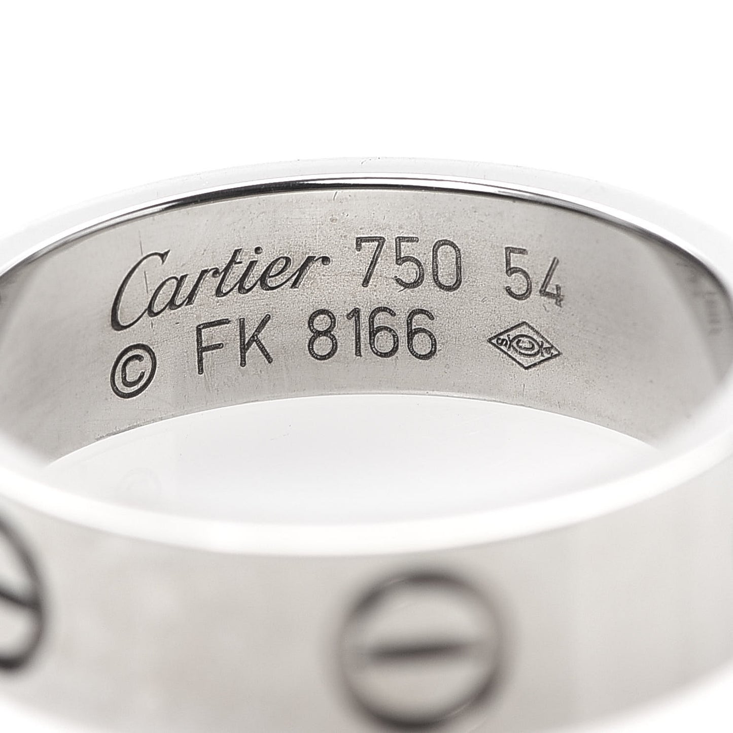 18K White Gold 5.5mm LOVE Ring 54 6.75