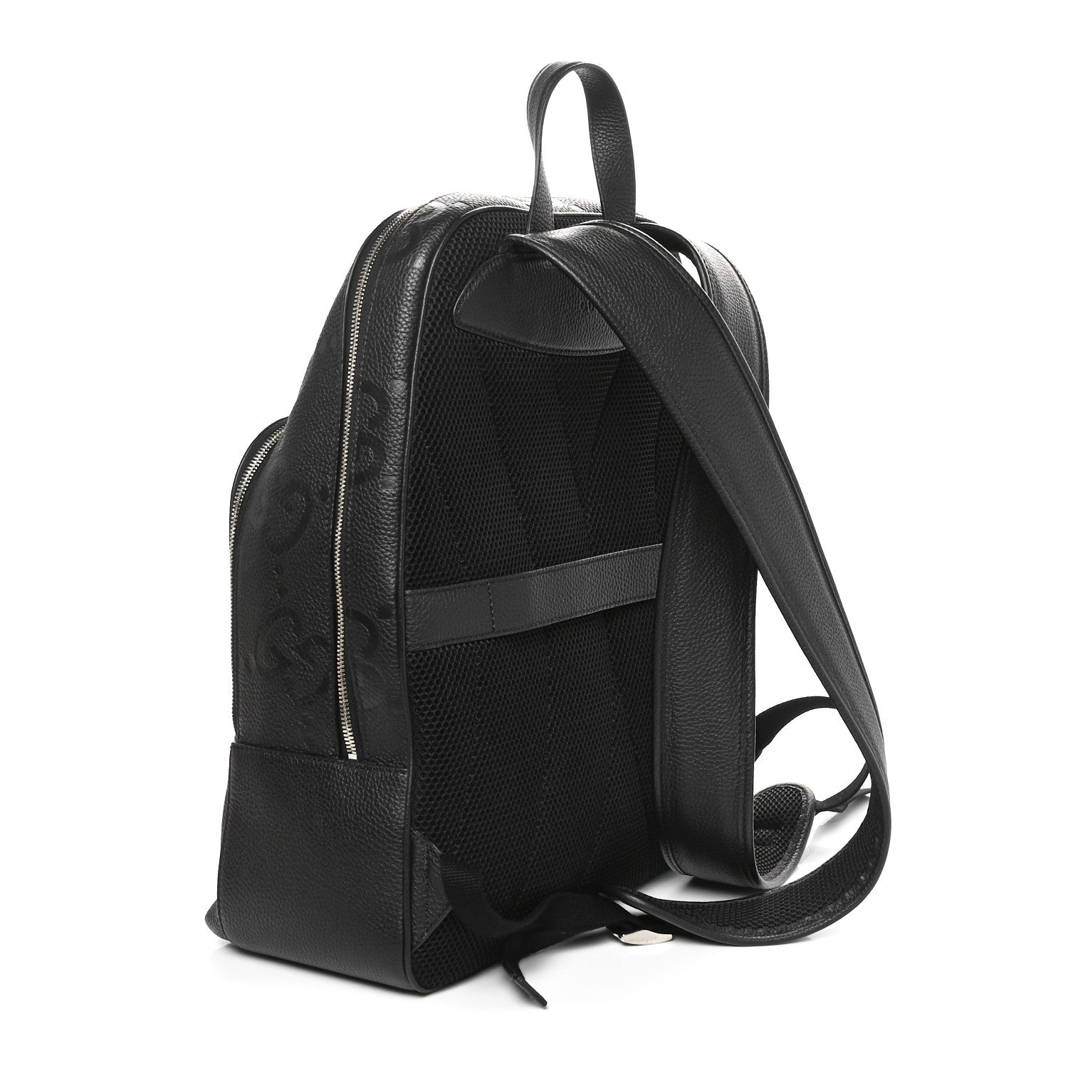 Gucci Calfskin Jumbo GG Embossed Large Backpack Black 3 of 10