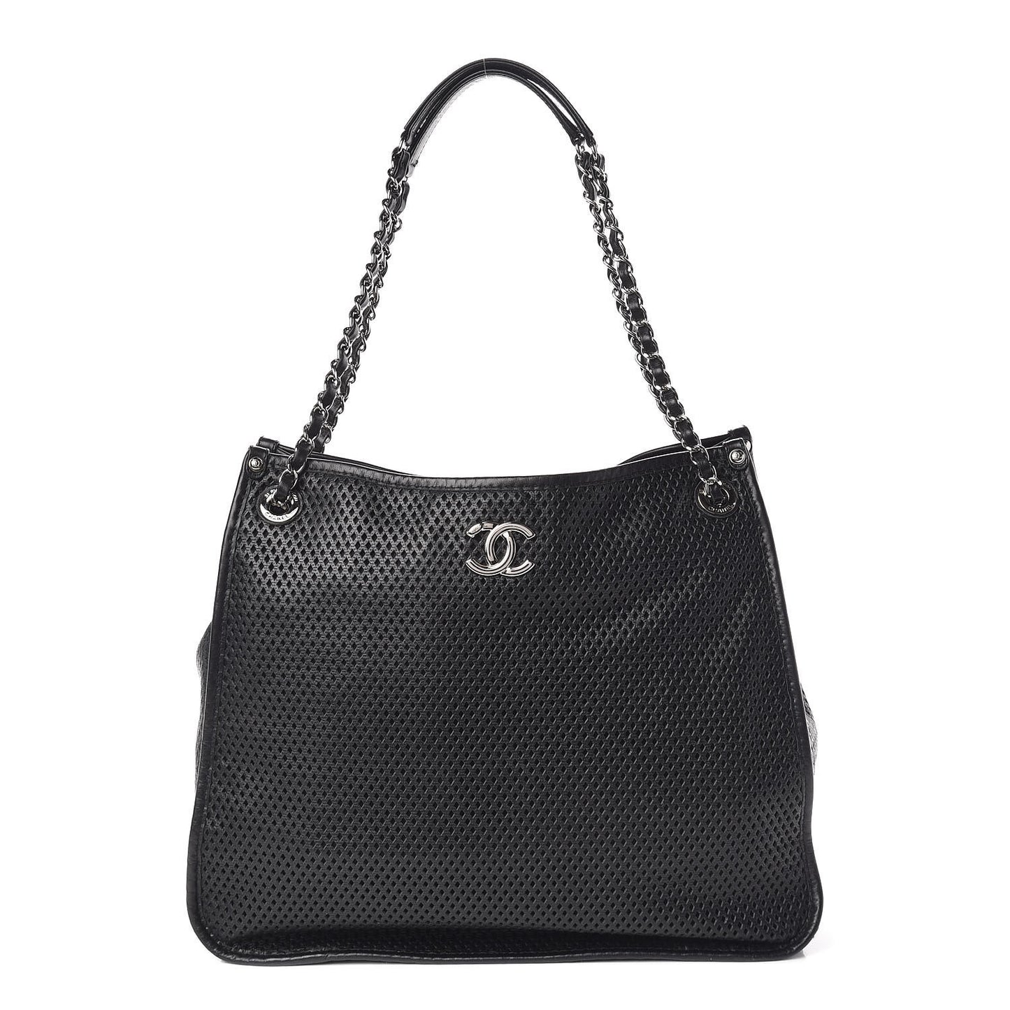Calfskin Perforated Up In The Air Tote Black