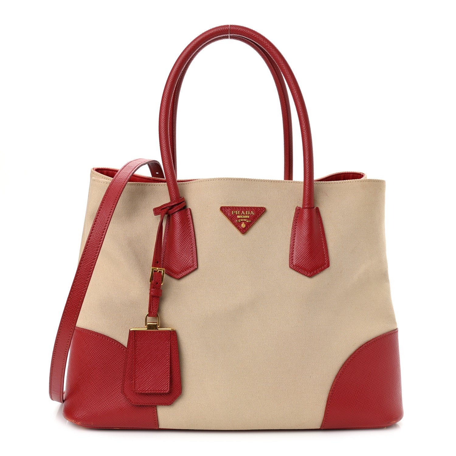 Prada Canapa Saffiano Large Double Bag Corda Fuoco 1 of 10