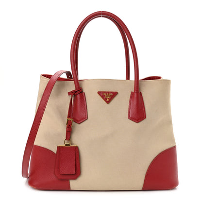 Prada Canapa Saffiano Large Double Bag Corda Fuoco 1 of 10