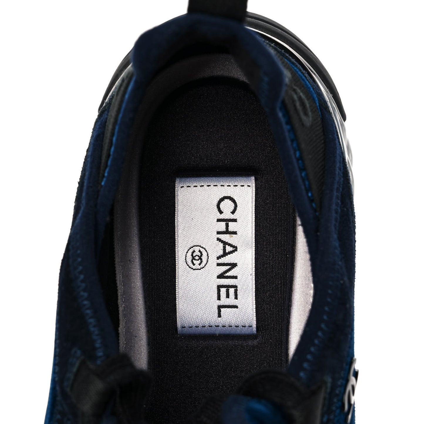 Suede Calfskin Velvet Grosgrain CC Sneakers 39.5 Navy Blue Black