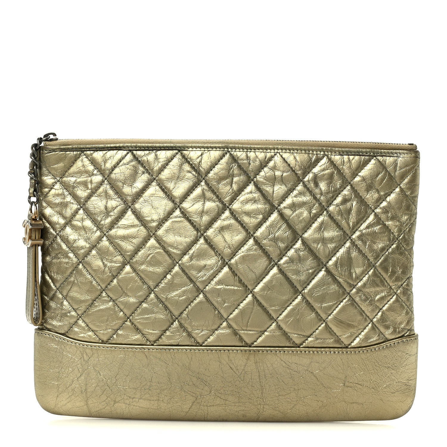Chanel Metallic Aged Calfskin Quilted Medium Gabrielle Cosmetic Case  Gold 1 of 8