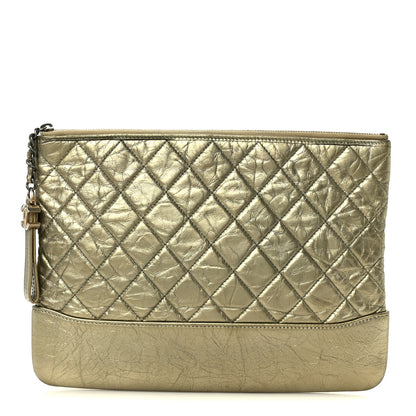 Chanel Metallic Aged Calfskin Quilted Medium Gabrielle Cosmetic Case  Gold 1 of 8