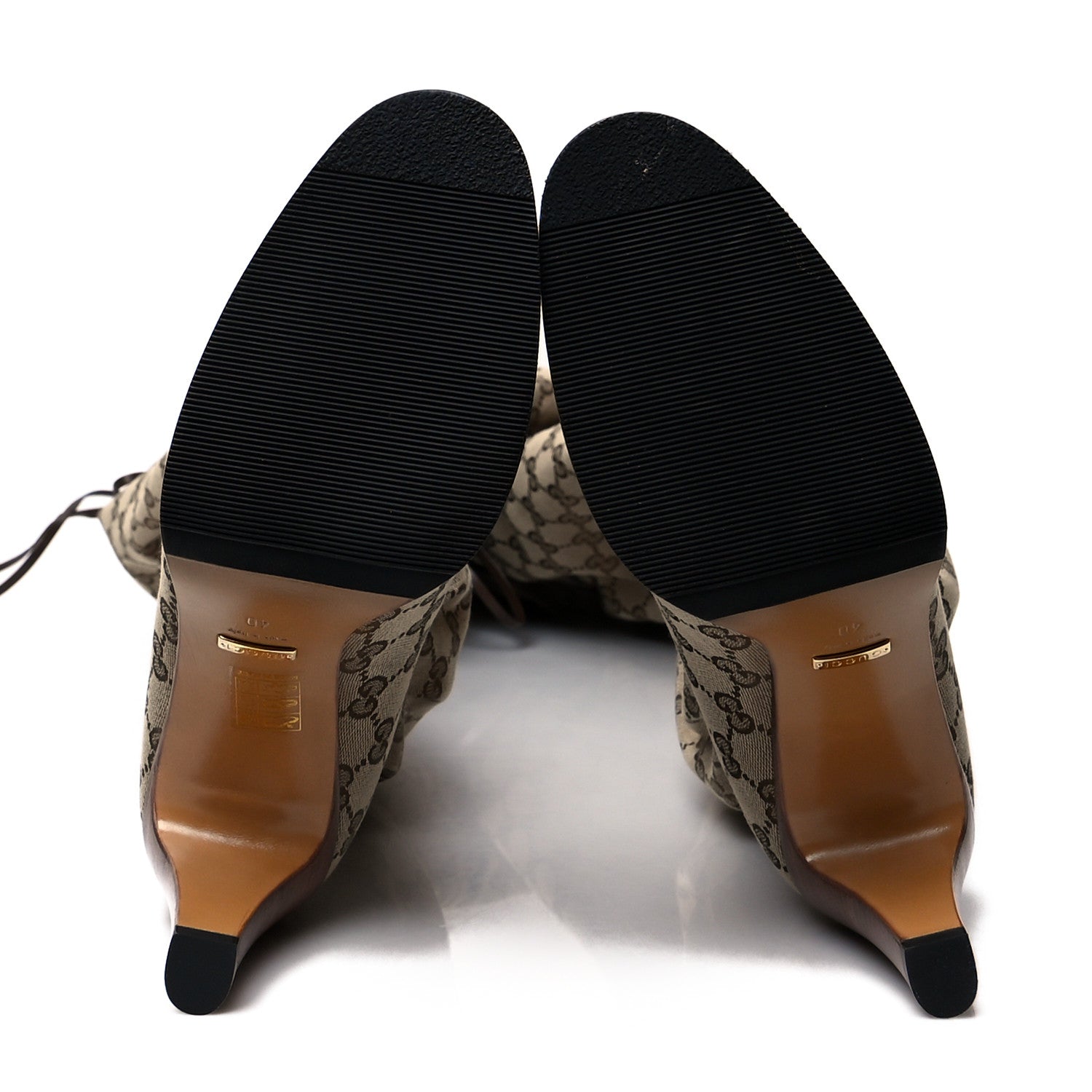 Gucci Monogram Over the Knee Boots 40 Beige Ebony 5 of 6